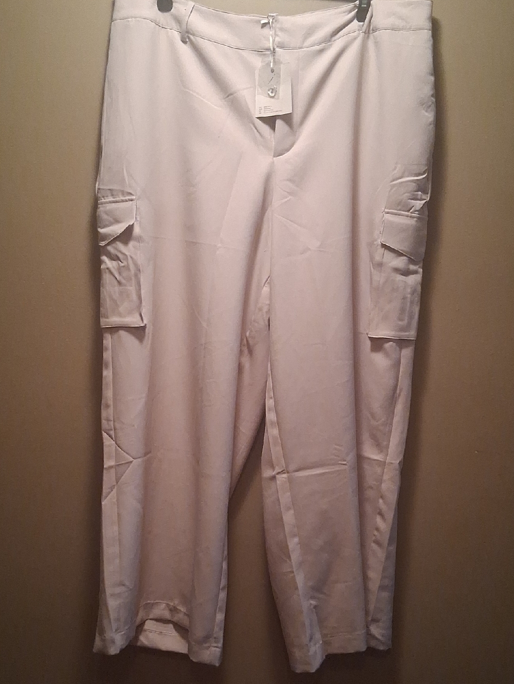 By Design Cream Cargo Pocket Wide Leg  Pants